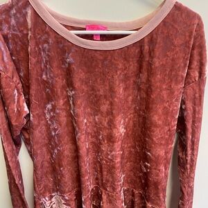 Betsey Johnson pink crushed velvet long sleeve top